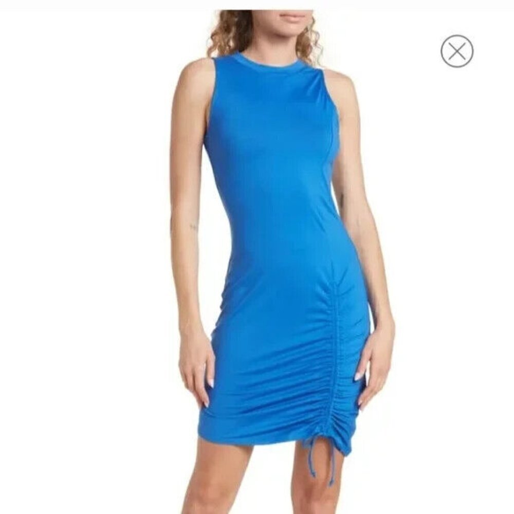 Socialite Women tank blue side ruched Dress BNWOT sz Xlarge side ruched